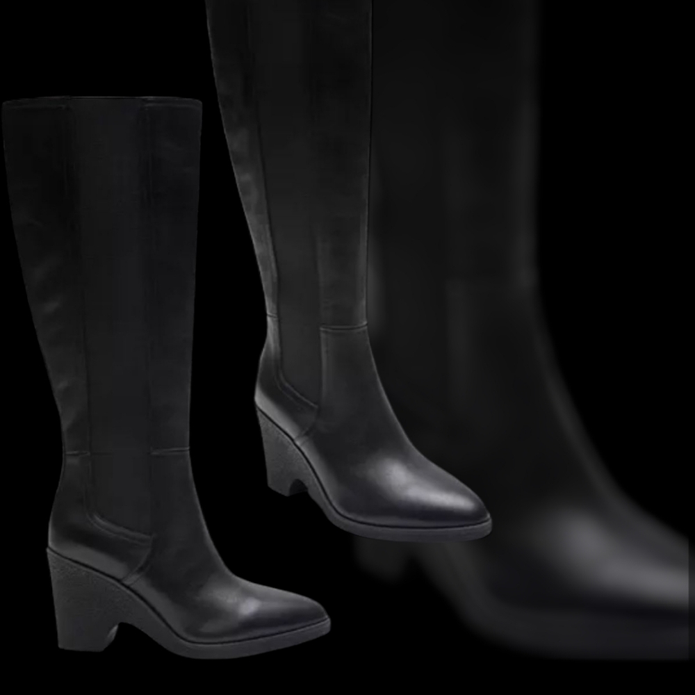 Aerosoles Women's "Memphis" Black Faux Leather Boots - Picture 2 of 8